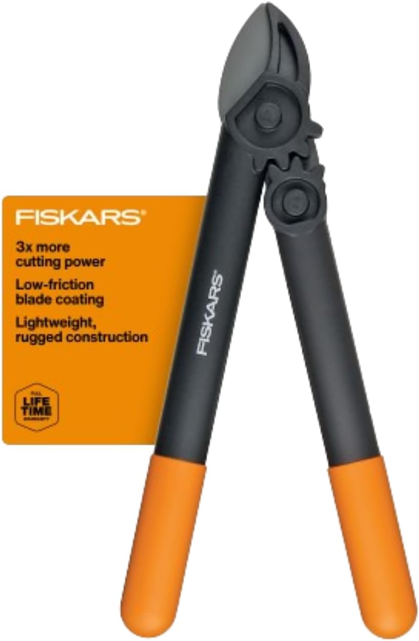 Fiskars 15" PowerGear Super Pruner/Garden Lopper - Sharp Precision-Ground Steel Blade Tree Trimmer - Cuts up to 1.5" Diameter, Black/Orange