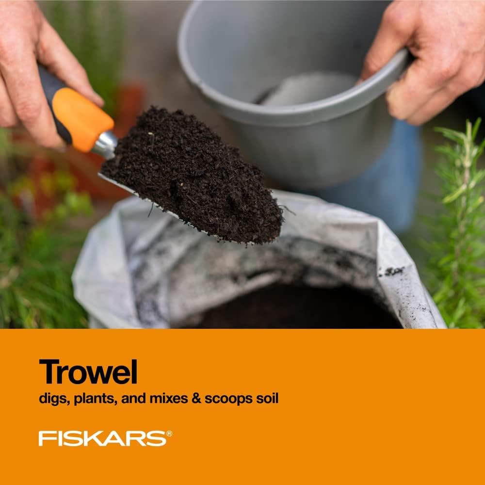 Fiskars 3-in-1 Garden Tool Set - Trowel, Transplanter, Cultivator for Gardening - Lawn and Garden - Black/Orange - Image 3