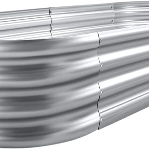 Land Guard Galvanized Raised Garden Bed Kit, Galvanized Planter Garden Boxes Outdoor, Oval Large Metal for Vegetables…………
