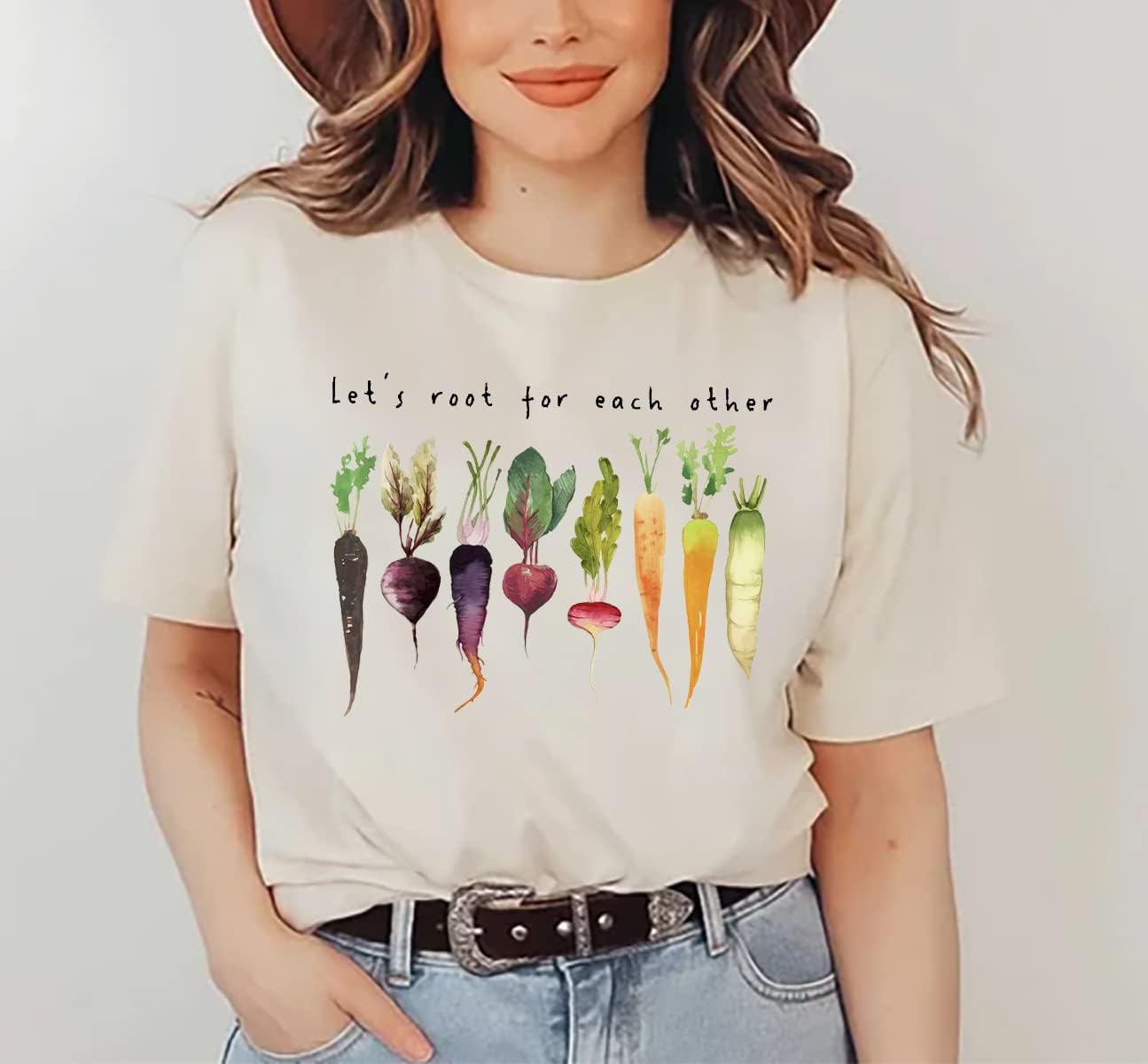 Let's Root for Each Other Plants Shirt for Women Novelty Vegetable Graphic Gardening Tees Funny Plant Lover T-Shirt - Image 3