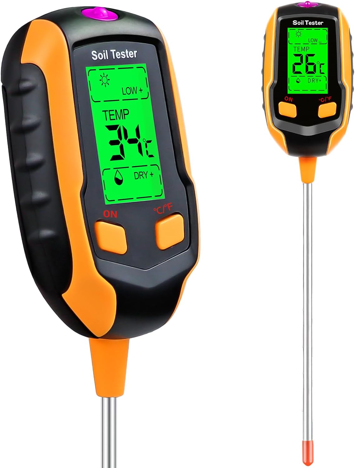 4-in-1 Soil Moisture Meter Digital Plant Temperature/Soil Moisture/PH Meter/Sunlight Intensity/Environment Humidity Backlight LCD display Soil Test Meter for Gardening, Farming and Outdoor Plants