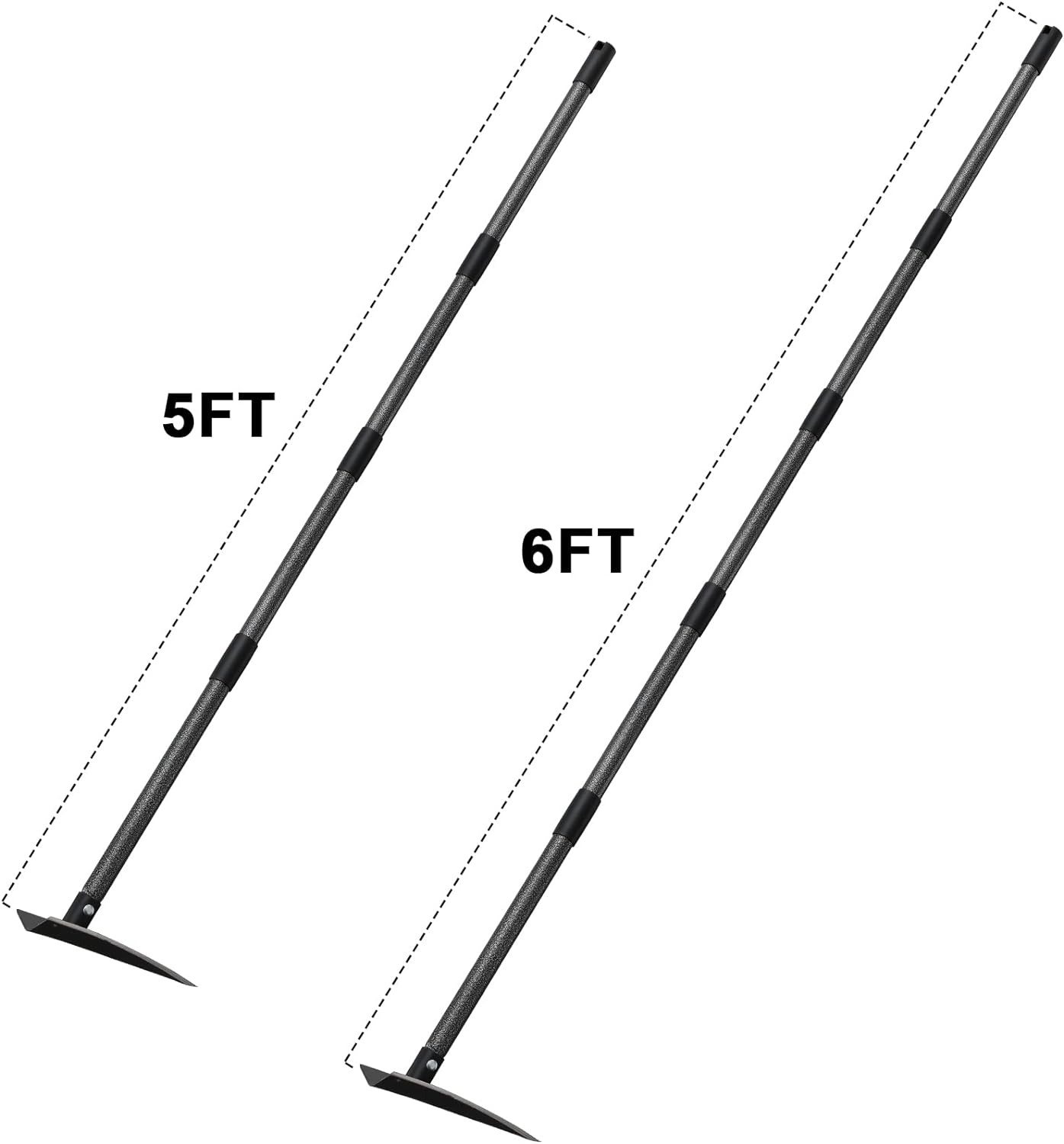 SANDEGOO Hoe Garden Tool,60 Inch Garden Hoe Triangle Gardening Hoe with Sharp Blade for Digging,Weeding,Cutting and Loosing Soil,Adjustable Length Metal Handle (5 FT) - Image 3