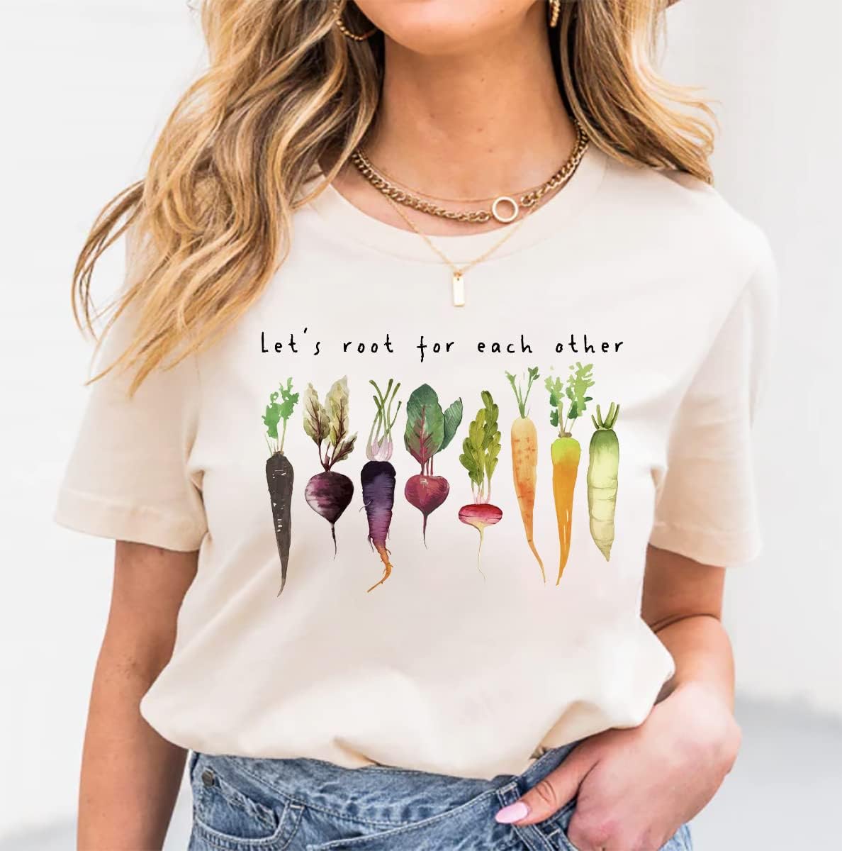 Let's Root for Each Other Plants Shirt for Women Novelty Vegetable Graphic Gardening Tees Funny Plant Lover T-Shirt - Image 2