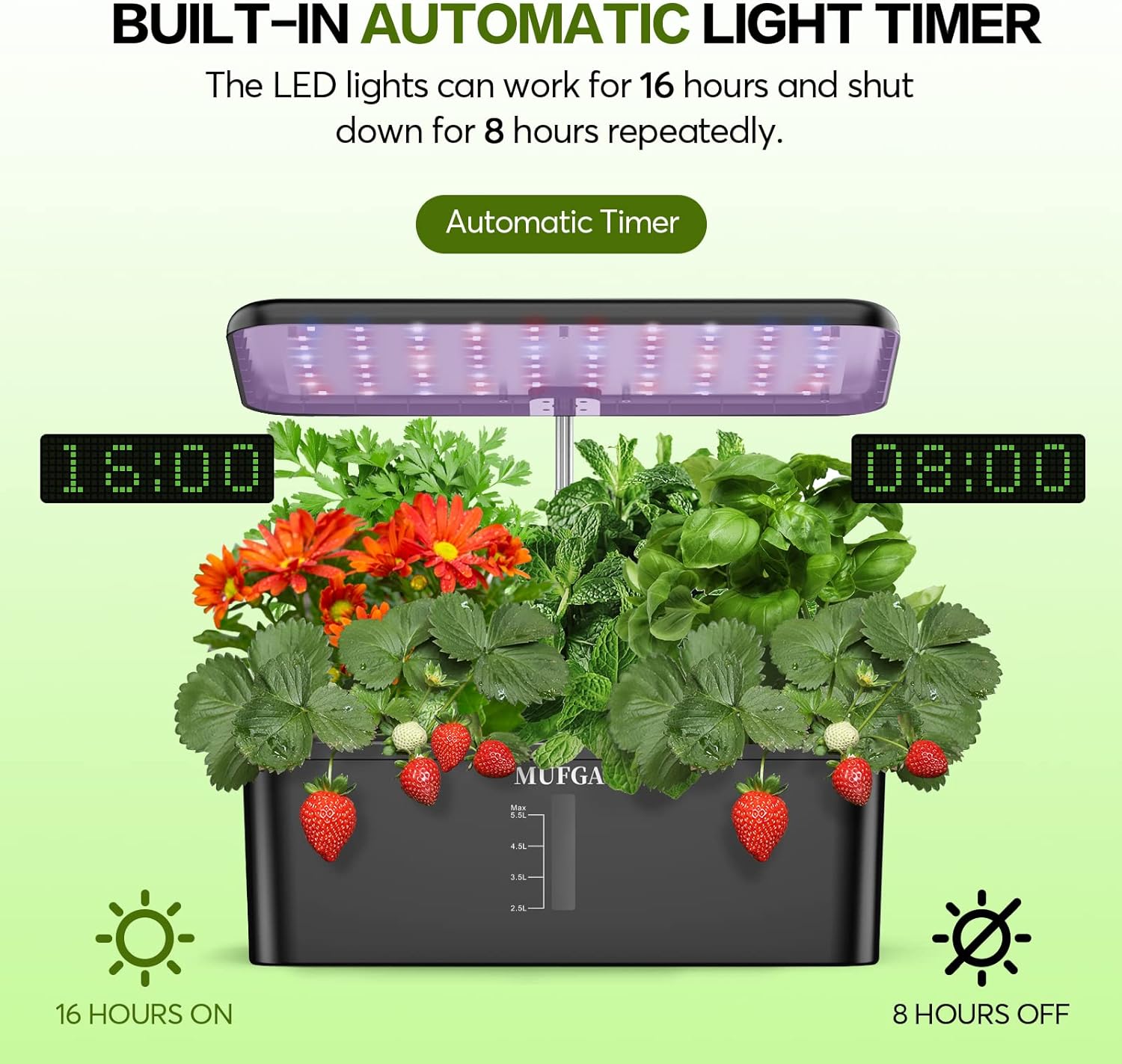 Herb Garden Hydroponics Growing System - MUFGA 12 Pods Indoor Gardening System with LED Grow Light, Plants Germination Kit(No Seed) with Pump System,Height Adjustable, Ideal Gardening Gifts for Women - Image 7