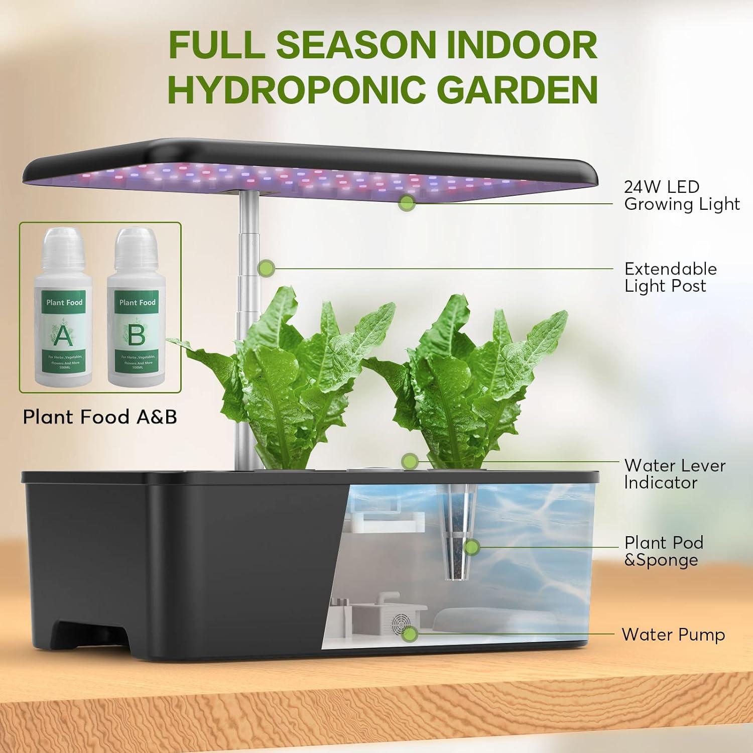 Herb Garden Hydroponics Growing System - MUFGA 12 Pods Indoor Gardening System with LED Grow Light, Plants Germination Kit(No Seed) with Pump System,Height Adjustable, Ideal Gardening Gifts for Women - Image 2