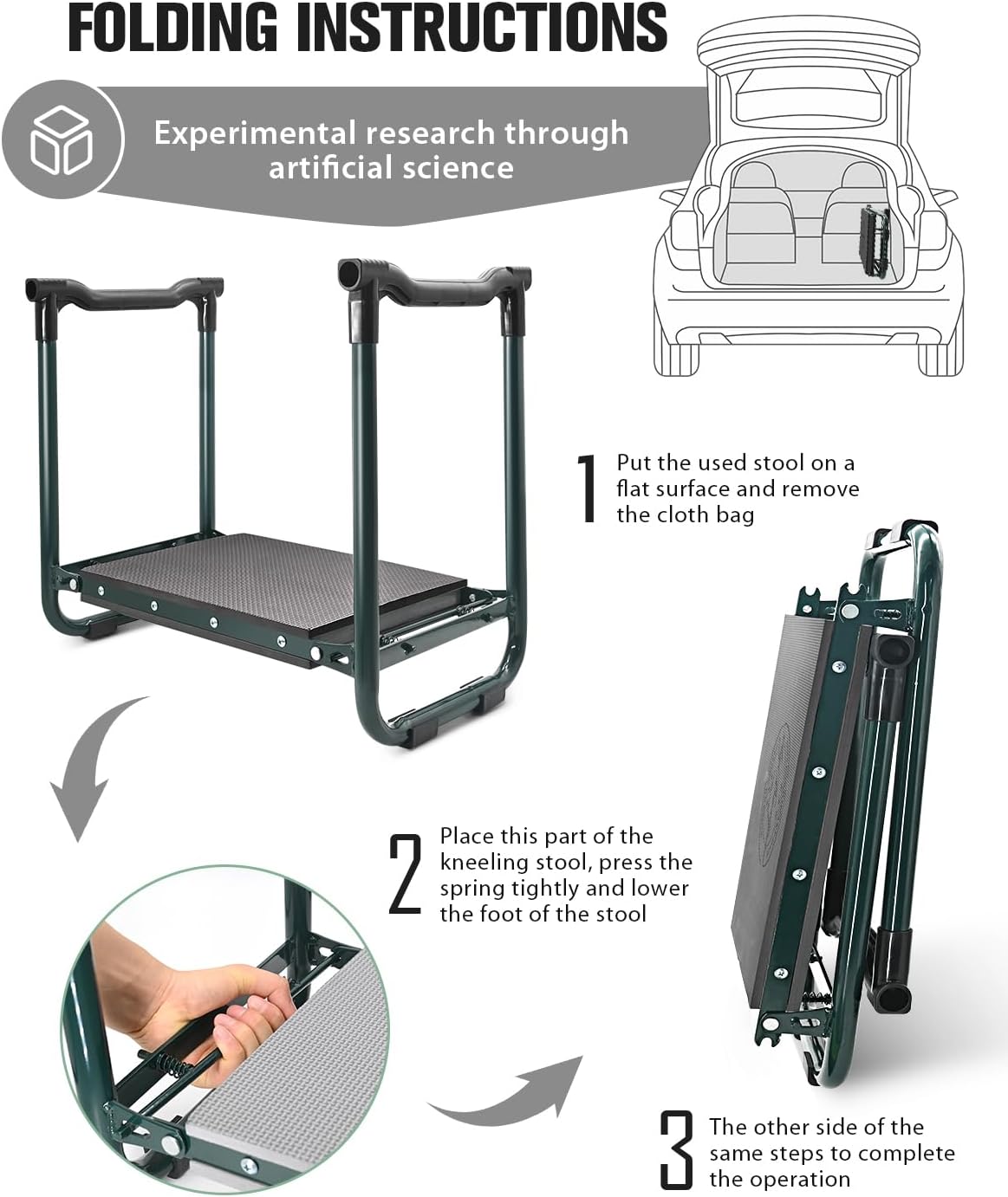 Garden Kneeler and Seat Heavy Duty, Foldable Gardening Stool - 2024 Upgraded Widened to 10" Stable Wear-resistant Prevent Knee and Back Pain, Beautiful Logo high-end 2 Large Tool Bags Gift for Women - Image 6