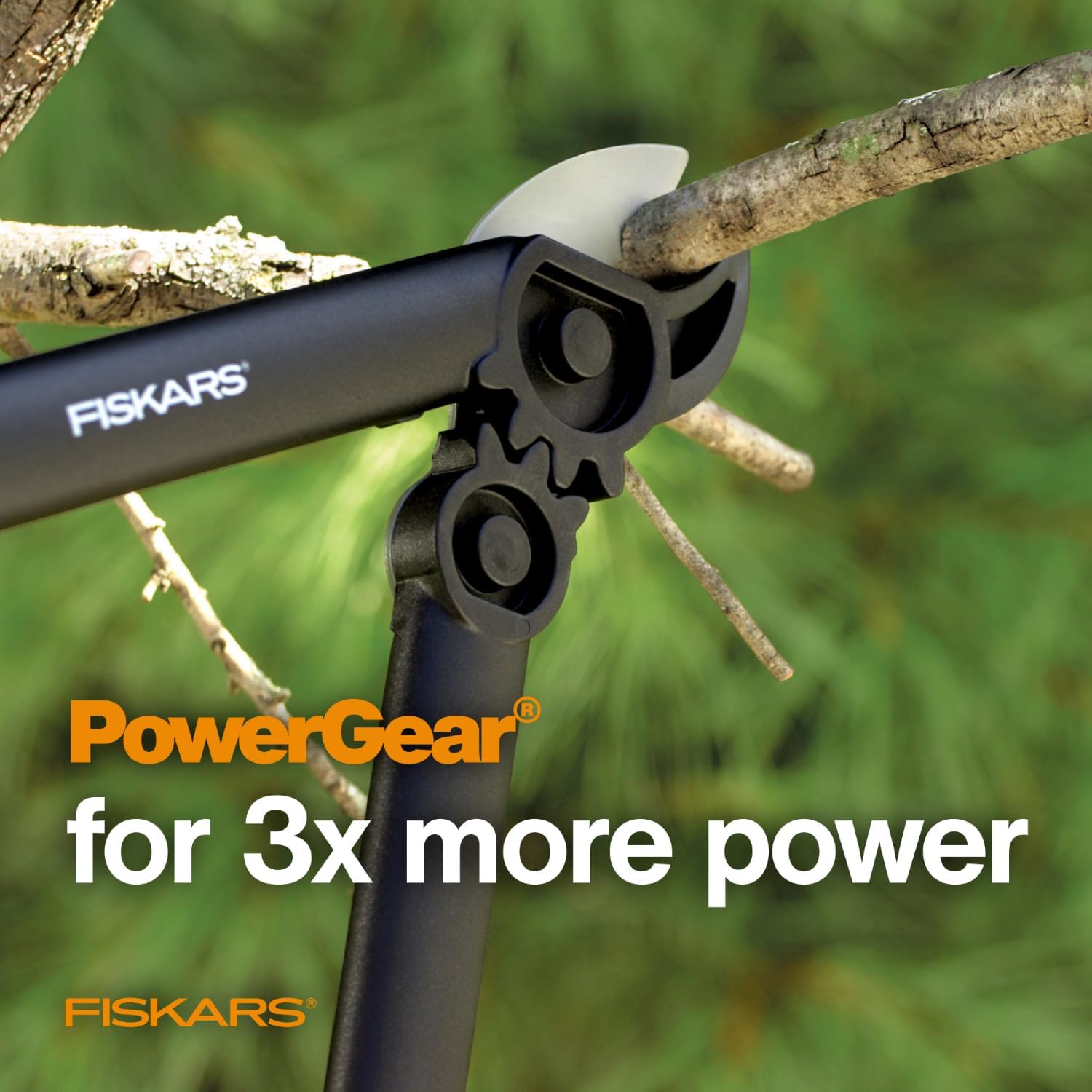 Fiskars 15" PowerGear Super Pruner/Garden Lopper - Sharp Precision-Ground Steel Blade Tree Trimmer - Cuts up to 1.5" Diameter, Black/Orange - Image 2