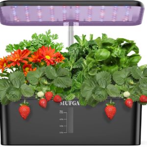 Herb Garden Hydroponics Growing System - MUFGA 12 Pods Indoor Gardening System with LED Grow Light, Plants Germination Kit(No Seed) with Pump System,Height Adjustable, Ideal Gardening Gifts for Women