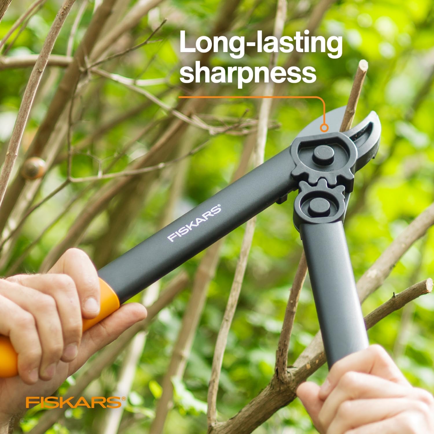 Fiskars 15" PowerGear Super Pruner/Garden Lopper - Sharp Precision-Ground Steel Blade Tree Trimmer - Cuts up to 1.5" Diameter, Black/Orange - Image 4