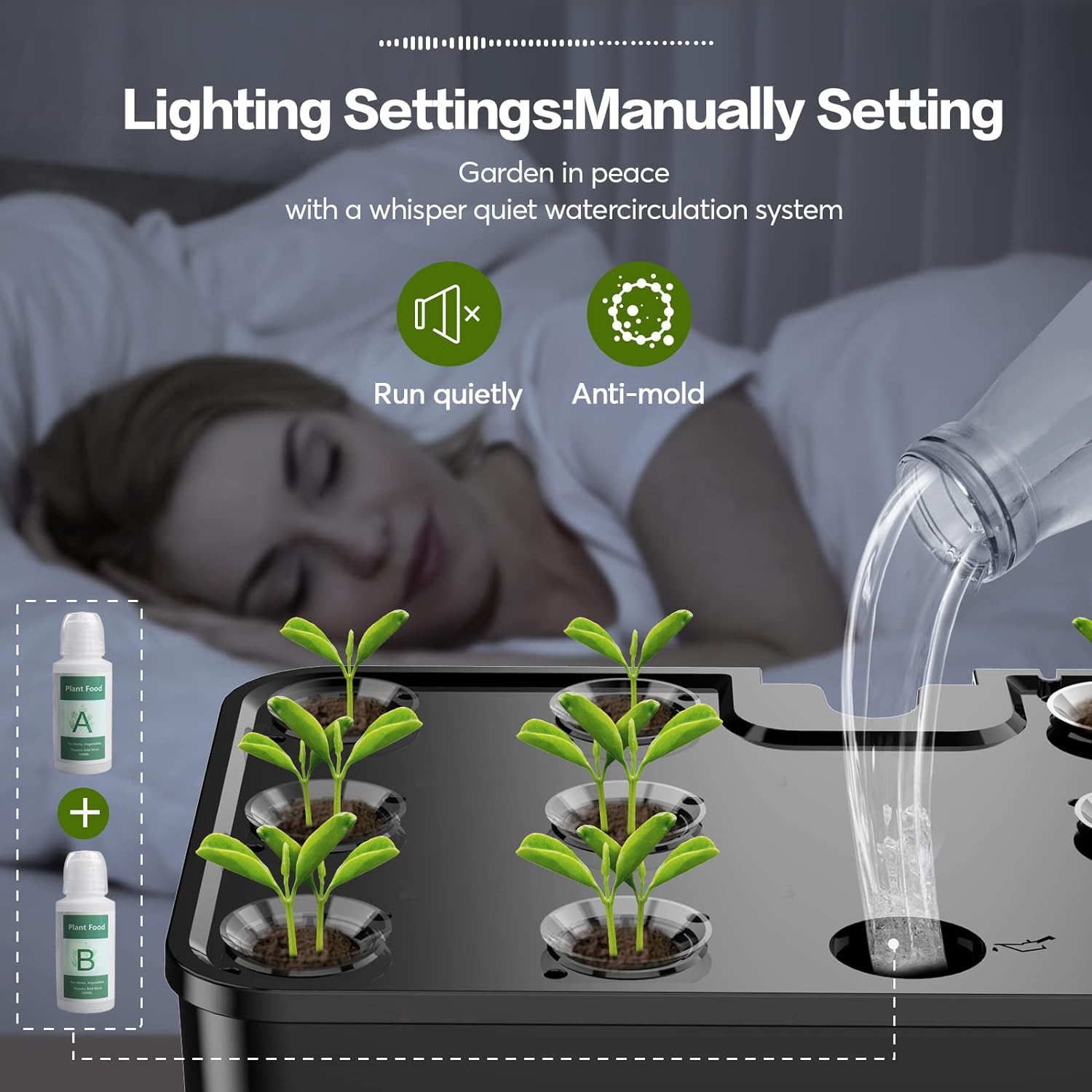 Herb Garden Hydroponics Growing System - MUFGA 12 Pods Indoor Gardening System with LED Grow Light, Plants Germination Kit(No Seed) with Pump System,Height Adjustable, Ideal Gardening Gifts for Women - Image 6