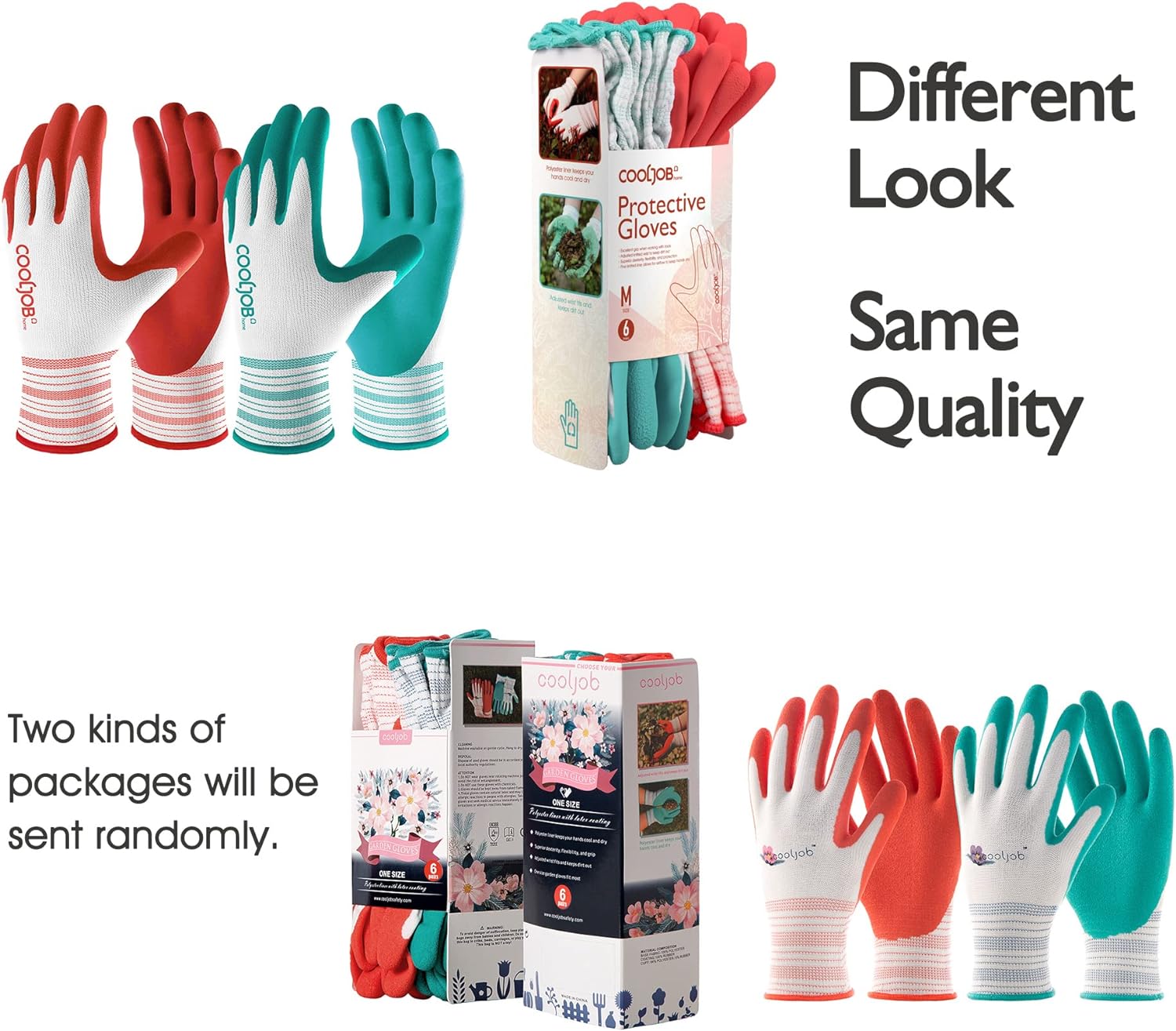 COOLJOB Gardening Gloves Best Gift for Women Ladies, 6 Pairs Breathable Rubber Coated Yard Garden Gloves, Outdoor Protective Work Gloves with Grip, Medium Size Fits Most, Red & Green - Image 2