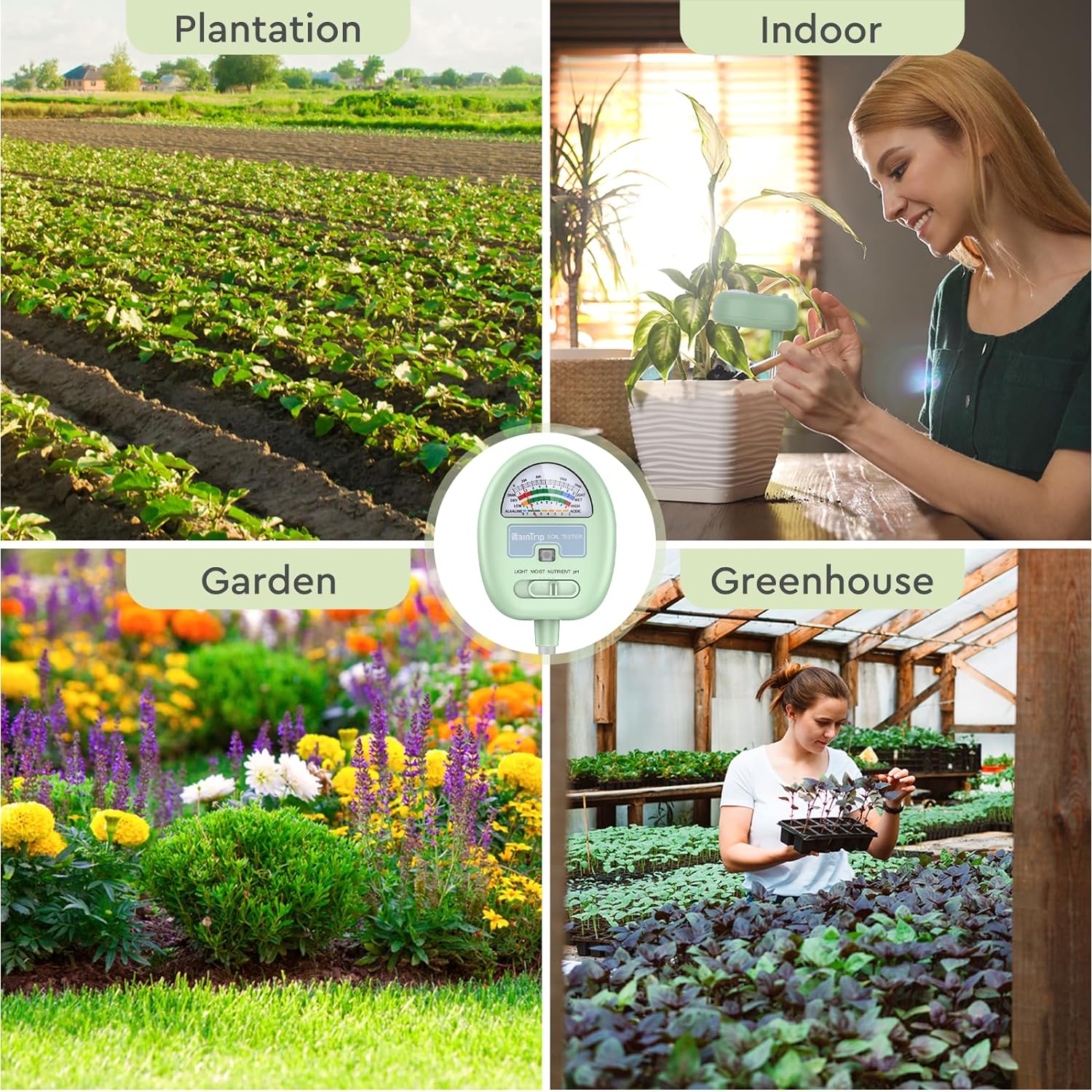 Soil Moisture Meter,4-in-1 Soil Ph Meter, Soil Tester for Moisture, Light,Nutrients, pH,Soil Ph Test Kit, Great for Garden, Lawn, Farm, Indoor & Outdoor Use (No Battery Required) - Image 7