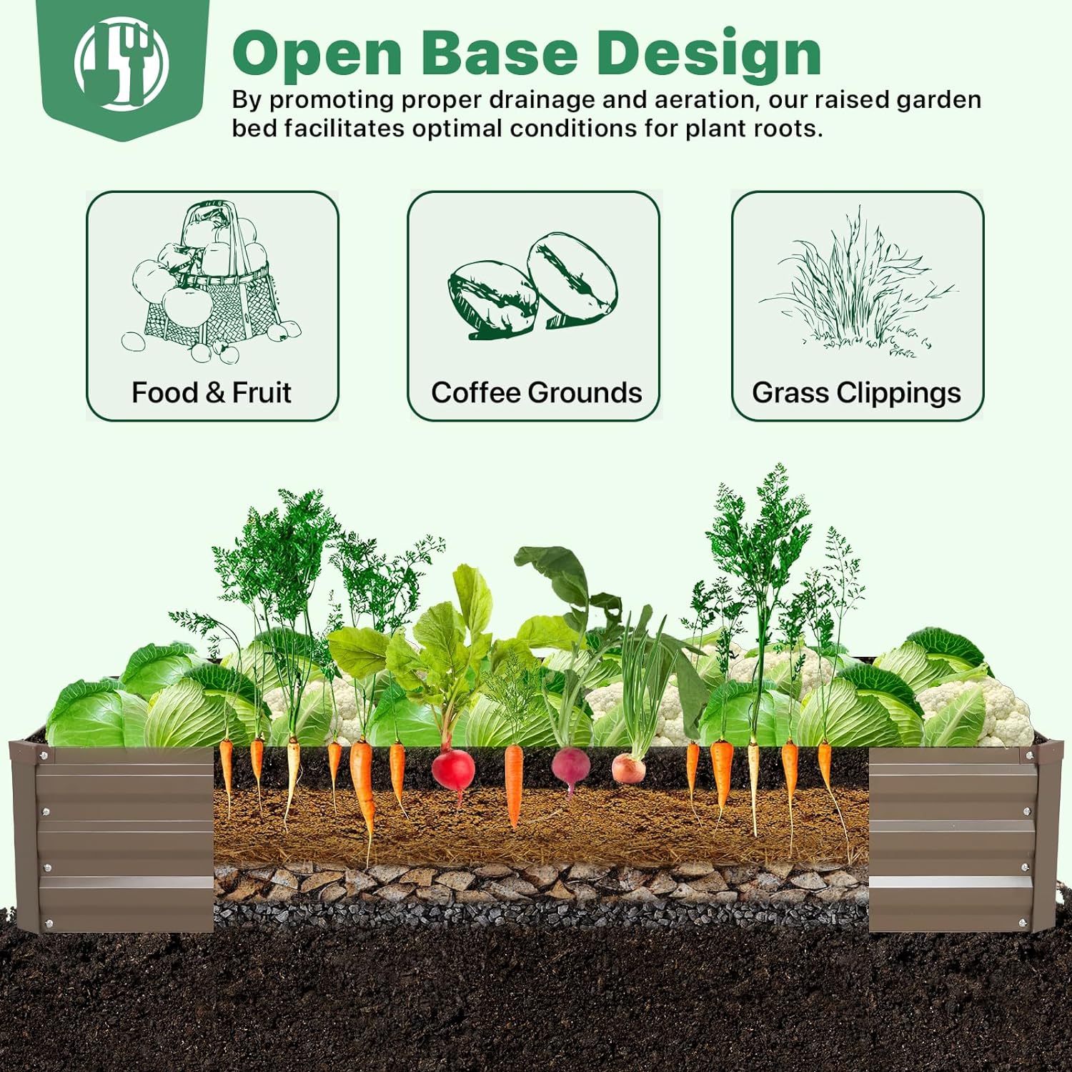 Galvanized Raised Garden Bed for Vegetables Flowers Herbs, Metal Raised Garden Bed Kit with 2 PCS Tomato Cage, Gloves, Trellis Netting, Plant Labels, Plant Ties, Brown 6×3×1FT - Image 5