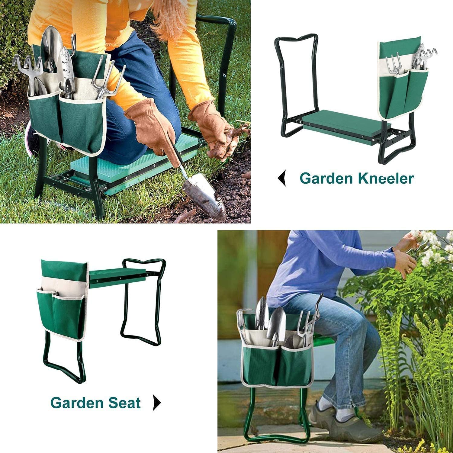 BESTHLS Garden Kneeler and Seat - Heavy Duty Folding Stool for Gardening, Protects Knees and Back, Supports up to 330 lbs - Great Gift for Gardeners - Image 3
