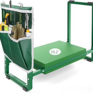 10.2" Wider Garden Kneeler and Seat, Heavy Duty Thick Gardening Bench for Kneeling and Seat - Garden Tools with Bags, Gardening Gifts for Women, Grandparents, Gardeners, Mom & Dad - Green