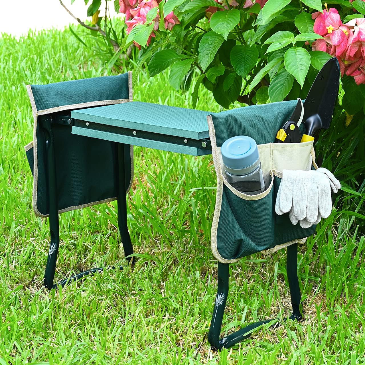 KVR Upgraded Garden Kneeler and Seat with Thicken & Widen Soft Kneeling Pad,Heavy Duty Foldable Gardener Stool with 2 Tool Pouches,Gardening Gifts for Women Mom Men Seniors¡… - Image 2