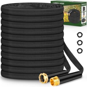 Non-Expandable Garden Hose 50FT, Flexible and Tough, Lightweight and Sturdy, Abrasion Resistant and Kink-Free Water Hose for Outdoor, Yard, Lawn, Car Wash, Marine, and Camper Use