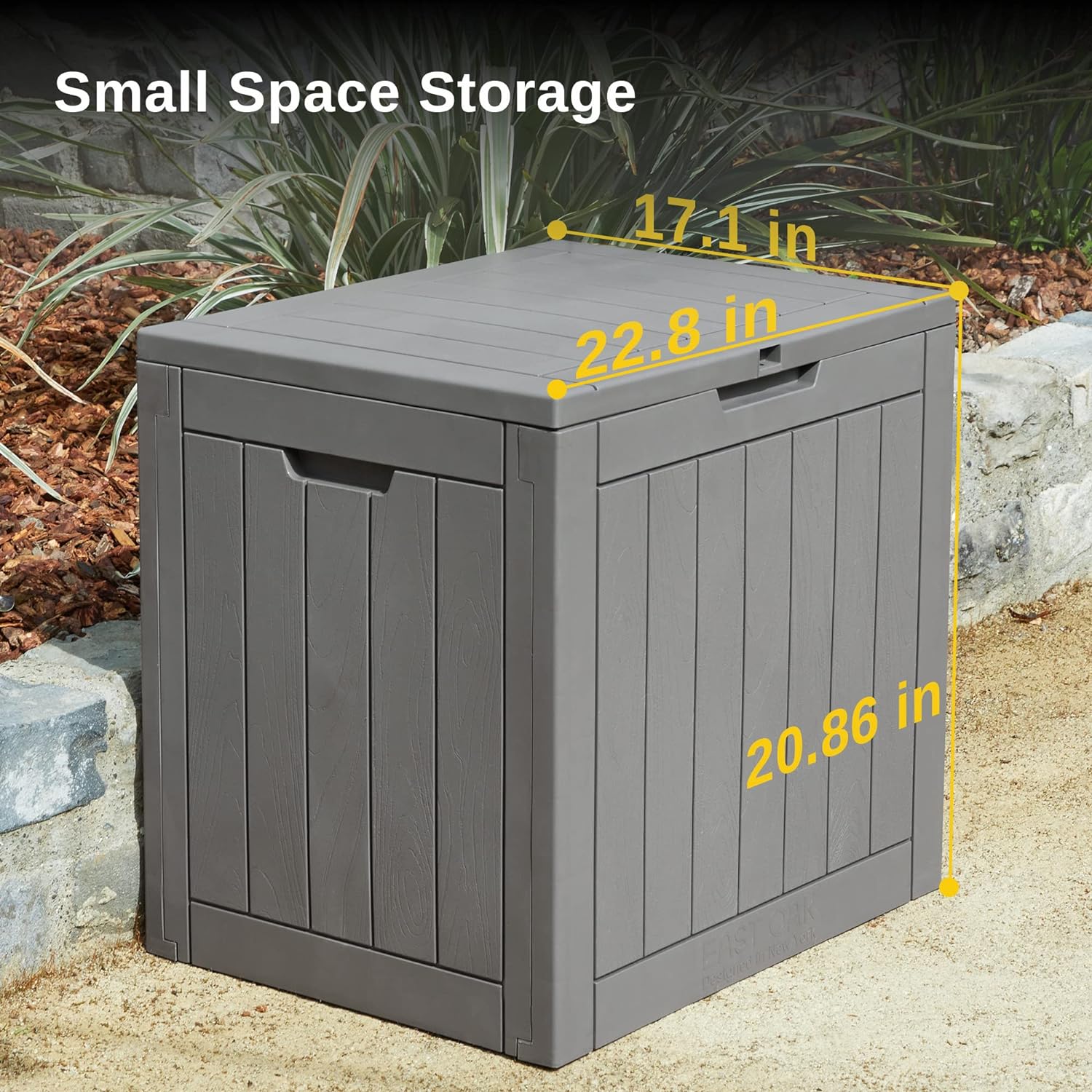 EAST OAK Outdoor Storage Box, 31 Gallon Deck Box Indoor and Outdoor Use, Waterproof Resin Storage Bin for Package Delivery, Patio Cushions, Gardening Tools, Outdoor Toys, Lockable, UV Resistant, Grey - Image 8